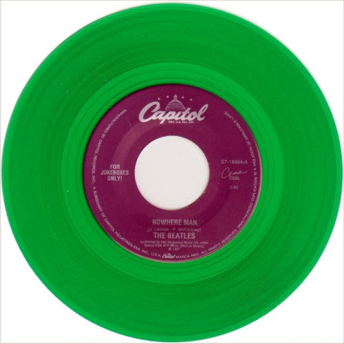 Image of Front Cover of 7" - /VG+ - THE BEATLES, Nowhere Man / What Goes On (Capitol Records; S7-18894, US 1996 Reissue, Plain Sleeve, Jukebox, Green Transparent Vinyl), ,  - 3256084S