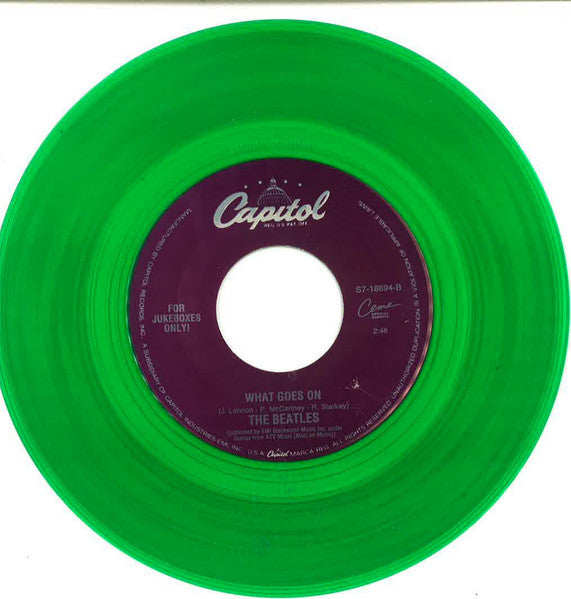 Image of Back Cover of 7" - /VG+ - THE BEATLES, Nowhere Man / What Goes On (Capitol Records; S7-18894, US 1996 Reissue, Plain Sleeve, Jukebox, Green Transparent Vinyl), ,  - 3256084S