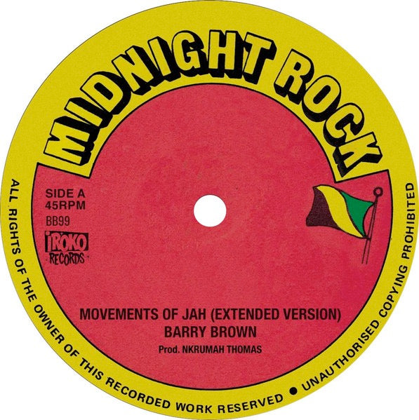 Image of Front Cover of 12" - EX/EX - BARRY BROWN / JAH THOMAS, Movements Of Jah (Extended Version) / Jah Jah Guidance (Iroko Records; BB99, France 2021 Reissue, Company Sleeve), ,  - 3216107C