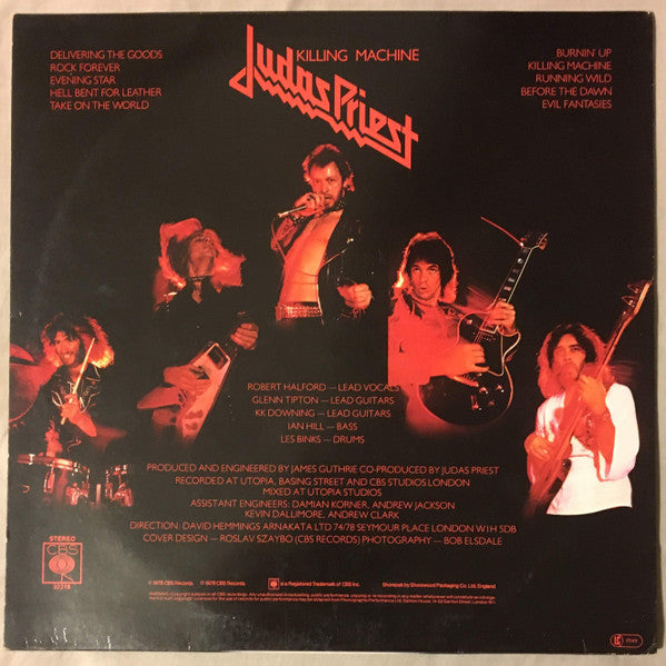 Image of Back Cover of LP - VG/VG - JUDAS PRIEST, Killing Machine (CBS; CBS 32218, Europe 1983 Reissue), Strong VG,  - 3126265E