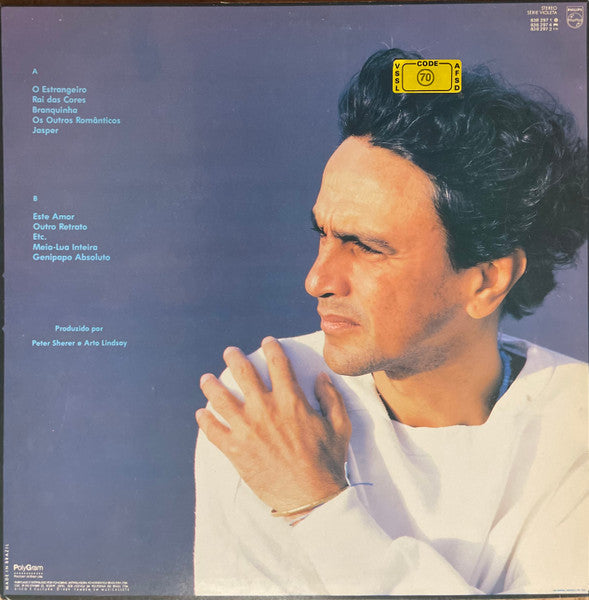 Image of Back Cover of LP - VG/VG - CAETANO VELOSO, Estrangeiro (Philips; 838 297-1, Brazil 1989, Embossed Sleeve, Inner), Pen writing on rear of sleeve.,  - 3226072E