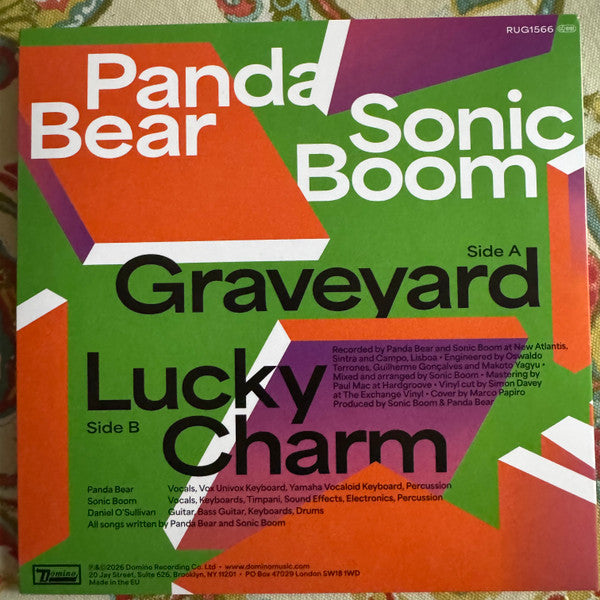 Image of Back Cover of 7" - VG+/VG+ - PANDA BEAR, SONIC BOOM, Graveyard / Lucky Charm (Domino ; RUG1566, USA & Europe 2026, Picture Sleeve, RSD 2026, Limited Edition), ,  - 3256085S