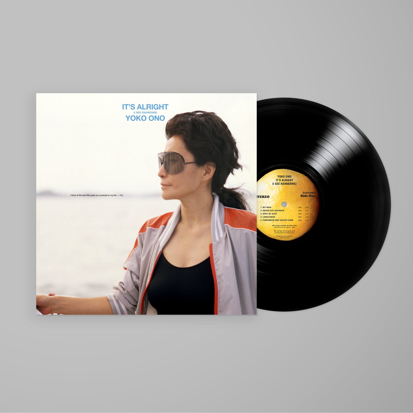 Image of Back Cover of 1xLP - NEW/NEW - YOKO ONO, It's Alright (I See Rainbows) (Sectrely Canadian; SC287LP, UK 2026 Reissue, Black Vinyl), , Continuing in its series of Yoko Ono reissues, Secretly Canadian has announced that Ono’s seminal 1982 album It’s Alright (I See Rainbows) will be released August 28, 2026, in expanded CD and digital versions, and on vinyl for the first time in more than forty years, with expanded and enhanced artwork. Influenced equally by 1960s girl group vocals and 1980s synthesize
