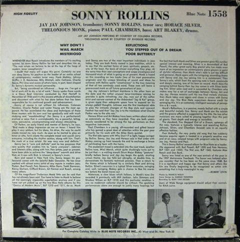 Image of Back Cover of LP - G+/VG - SONNY ROLLINS, Sonny Rollins Vol. 2 (Blue Note; BLP 1558, US 1962 Reissue), Edgewear, bumped corners, half seam split on spine.,  - 3226077E