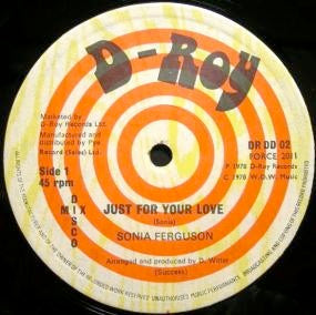 Image of Front Cover of 12" - VG/G+ - SONIA / DELROY WITTER, Just For Your Love / Harlesden Skank (D-Roy Records; DRDD 02, UK 1978, Company Sleeve), Covered in light marks, plays VG or better. SWOL. SWOC.,  - 3216138C