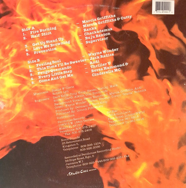 Image of Back Cover of LP - VG+/VG+ - VARIOUS ARTISTS, Fire Burning (Penthouse Records; , Jamaica 1992), ,  - 3216139C