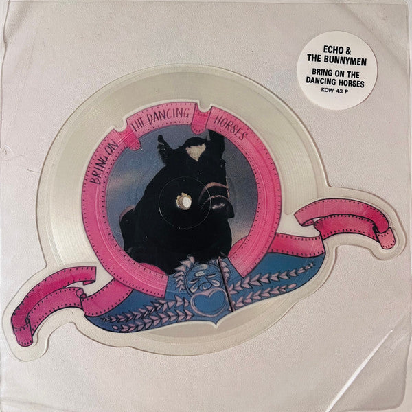 Image of Front Cover of 7" - VG+/VG+ - ECHO AND THE BUNNYMEN, Bring On The Dancing Horses (Korova; KOW 43P, UK 1985, Clear Plastic Stickered Sleeve, Shaped Picture Disc), ,  - 3226115E