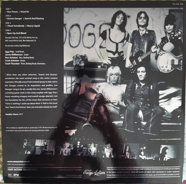 Image of Back Cover of 2xLP - EX/EX - IGGY AND THE STOOGES, Live At The Whisky A Go Go (Easy Action; EARS172LP, UK 2021 Reissue, Gatefold, 2 Inners, White Splatter Vinyl. Record Store Day), Still In Opened Shrinkwrap With Hype Sticker,  - 3216057C