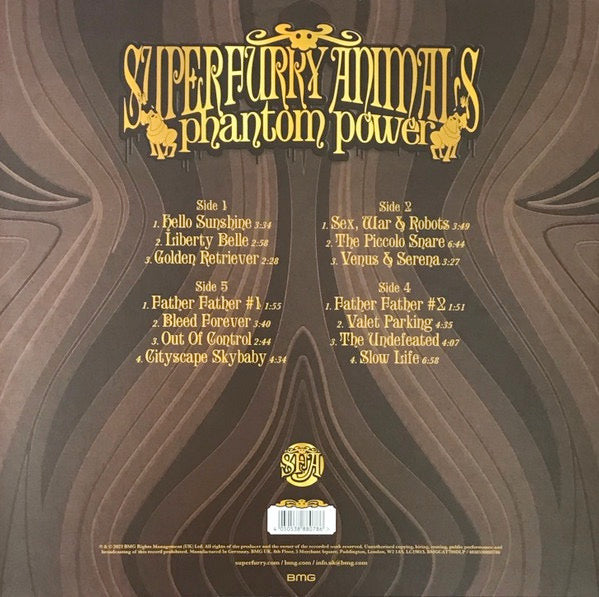 Image of Back Cover of LP - EX/VG+ - SUPER FURRY ANIMALS, Phantom Power (BMG; BMGCAT799DLP, UK 2023 Reissue, Die Cut Sleeve, 2 Inners & Insert, Remastered), Still In Opened Shrinkwrap With Hype Sticker,  - 3226120E
