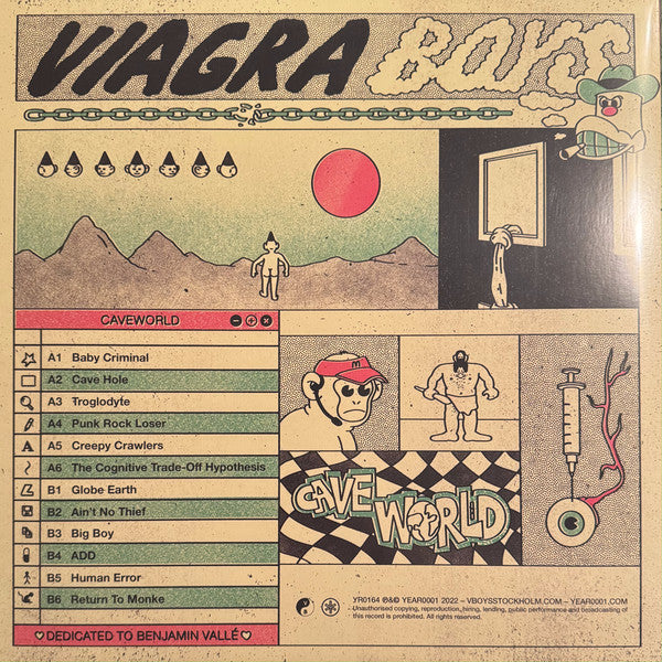 Image of Back Cover of LP - VG+/EX - VIAGRA BOYS, Cave World (Year0001; YR0164LPB, Europe 2023 Reissue, Inner, 3rd pressing), Signed,  - 3246108S