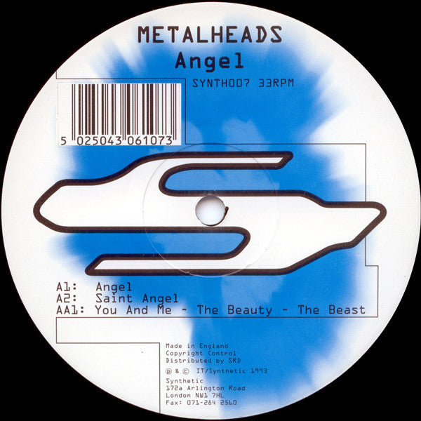 Image of Back Cover of 12" - VG/VG - METALHEADS, Angel (Synthetic Records ; SYNTH007, UK 1993, Picture Sleeve), Light marks only,  - 3226156E