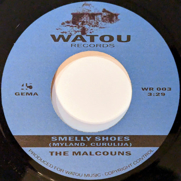 Image of Back Cover of 7" - /EX - THE MALCOUNS, Ukola / Smelly Shoes (Watou Records; WR 003, Germany 2003), ,  - 3256126S