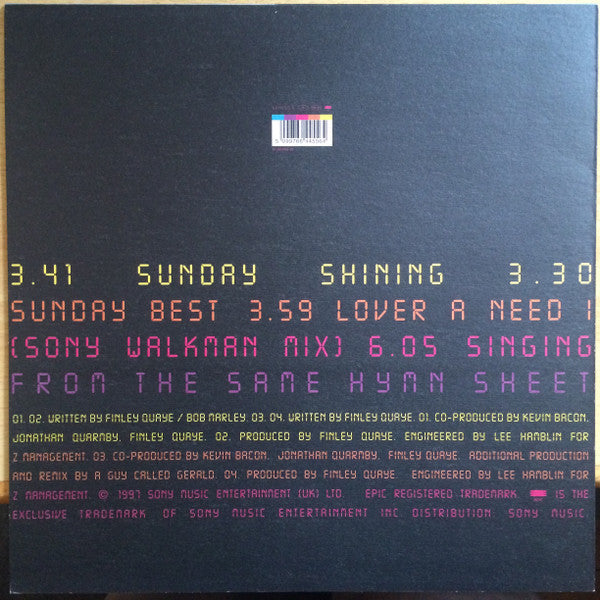 Image of Back Cover of 12" - VG+/VG+ - FINLEY QUAYE, Sunday Shining (Epic; 664455 6, UK 1997, Picture Sleeve, Inner), ,  - 3216159C