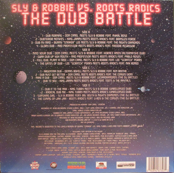 Image of Back Cover of 2xLP - EX/EX - SLY & ROBBIE VS. ROOTS RADICS, The Dub Battle (Controlled Substance Recordings; , Argentina 2023, Gatefold, Blue Vinyl / Limited Edition), ,  - 3246113S
