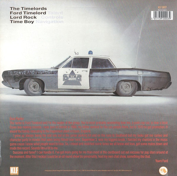 Image of Back Cover of 12" - VG+/VG - THE TIMELORDS, Doctorin' The Tardis (KLF Communications; KLF 003T, UK 1988, Barcoded Sleeve), ,  - 3216160C