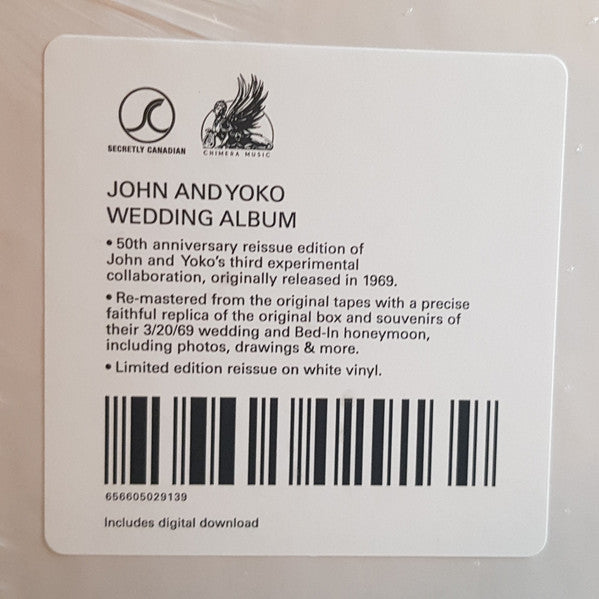 Image of Back Cover of LP - VG+/VG+ - JOHN AND YOKO, Wedding Album (Secretly Canadian ; SC291, UK 2019 Reissue, Box Set, Booklet & 2 Inserts, Poster & Postcard, White Vinyl, 50th anniversary reissue), ,  - 3246115S