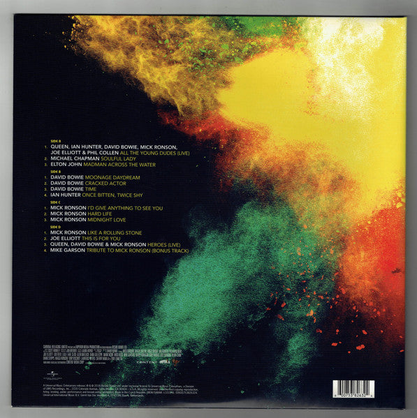 Image of Back Cover of 2xLP - VG+/VG - VARIOUS, Beside Bowie: The Mick Ronson Story (The Soundtrack) (Universal Music Group International; 00600753826324, UK 2018, Gatefold, 2 Inners, Red Vinyl, inc Queen, Elton John, Ian Hunter...), Light marks, Still In Opened Stickered Shrinkwrap,  - 3246118S
