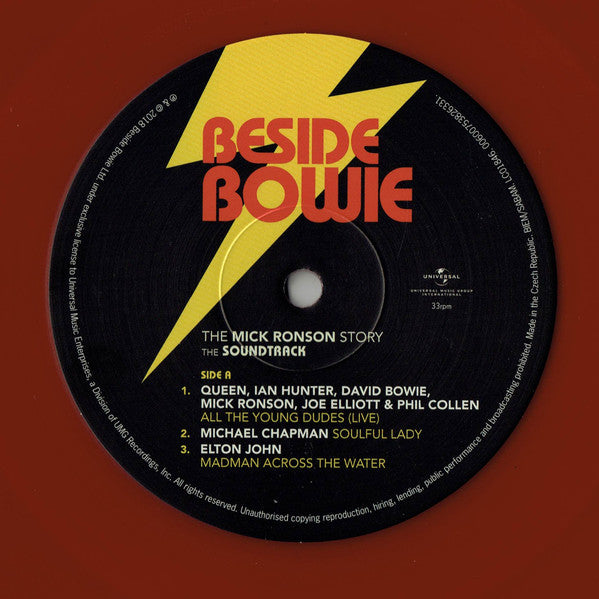 Image of Label Cover of 2xLP - VG+/VG - VARIOUS, Beside Bowie: The Mick Ronson Story (The Soundtrack) (Universal Music Group International; 00600753826324, UK 2018, Gatefold, 2 Inners, Red Vinyl, inc Queen, Elton John, Ian Hunter...), Light marks, Still In Opened Stickered Shrinkwrap,  - 3246118S