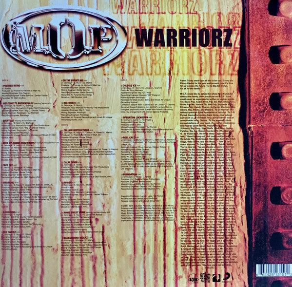 Image of Back Cover of 2xLP - VG/VG - M.O.P., Warriorz (Get On Down; GET51315-LP, US 2015 Reissue), Light hairlines only, plays VG+. Sleeve in great condition, only small signs of folding.,  - 3246139S