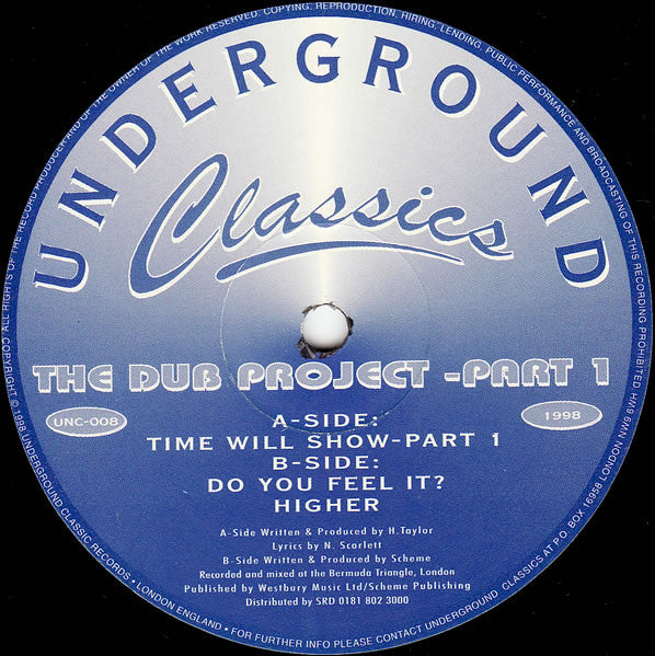 Image of Back Cover of 12" - /VG - THE DUB PROJECT, Part 1 (Underground Classics; UNC-008, UK 1998), Light marks only,  - 3246154S