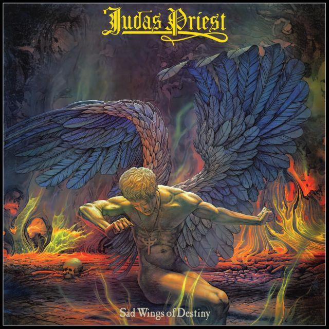 Image of Front Cover of 1xLP - NEW/NEW - JUDAS PRIEST, Sad Wings Of Destiny (Original 1976 Masters) (Exciter Records; EXR002GZLP, UK 2026 Reissue, Galaxy Yellow/Orange Mix Vinyl / Limited Edition), , Restored from the original 1976 analogue master tapes, this 50th Anniversary release is the definitive edition of Sad Wings of Destiny. Released in 1976, Sad Wings of Destiny stands as one of the most influential albums in heavy metal history, helping define the genre with classics including "Victim of Changes,