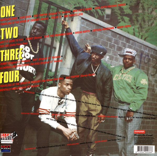 Image of Back Cover of 2xLP - VG+/VG+ - ULTRAMAGNETIC MC'S, Critical Beatdown (Expanded) (Music On Vinyl ; MOVLP2825, Europe 2021 Reissue, Booklet, 180 Gram Vinyl, 6 bonus tracks), Sticker residue on Outer Plastic Sleeve with hype sticker,  - 3246122S