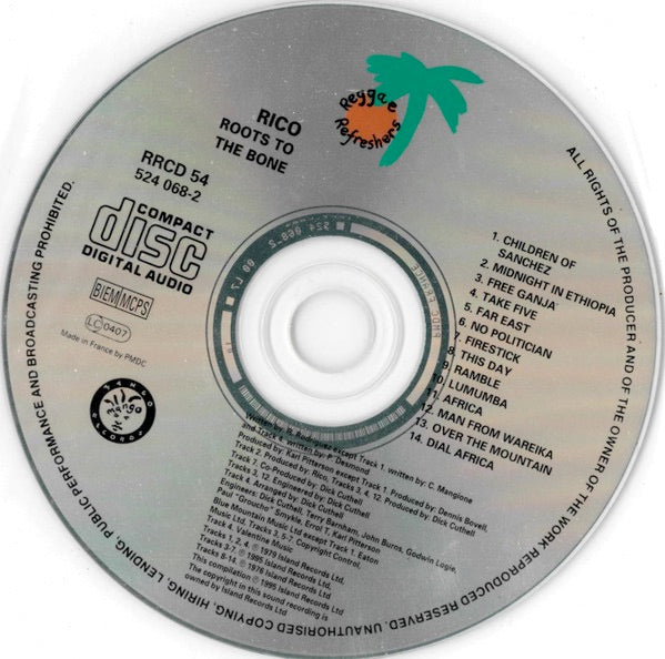 Image of Label Cover of CD - VG+/VG - RICO, Roots To The Bone (Mango; RRCD 54, Europe 1995, Jewel Case), One mark.,  - 3216235C