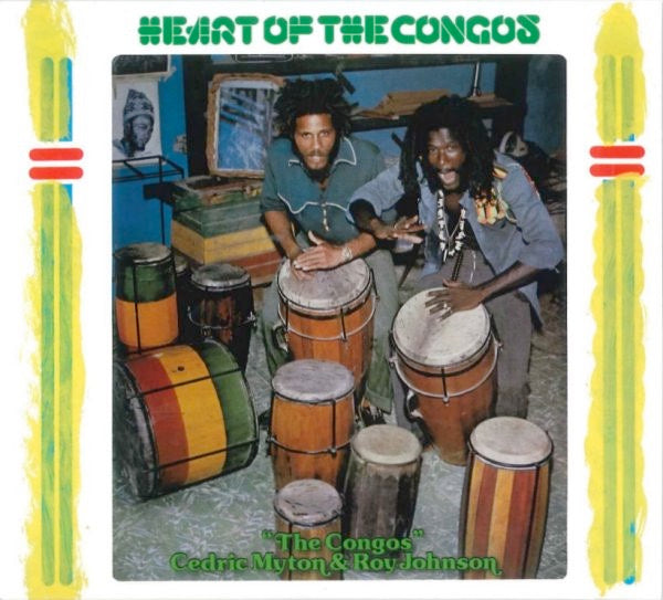 Image of Front Cover of 3xCD - VG+/VG - THE CONGOS, Heart Of The Congos (17 North Parade; VP4212, US 2017 Reissue, Digipak, Booklet), , Issued in a tri-fold Digisleeve with hand painted yellow stripes on the cover (like the 1977 version) and a 16-page booklet. - 3216240C