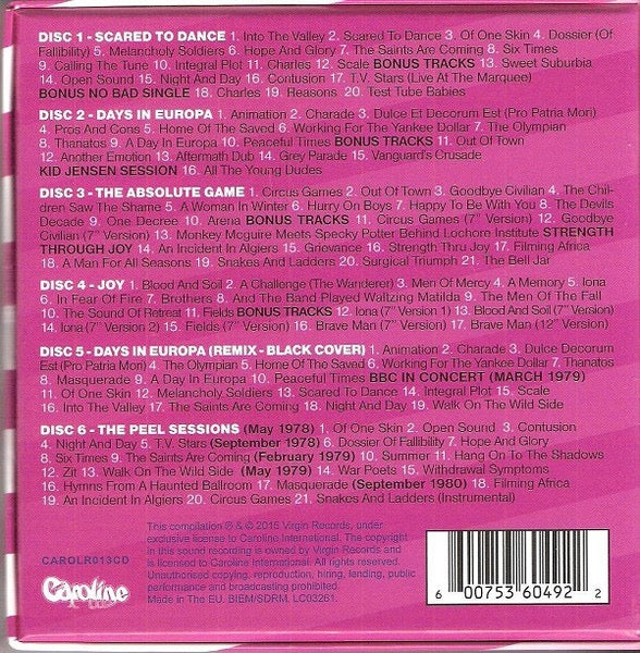 Image of Back Cover of CD - VG+/VG+ - SKIDS, The Virgin Years (Caroline International; CAROLR013CD, Europe 2015, Clamshell Box Set, Inners & Booklet), Clean copy,  - 3216248C