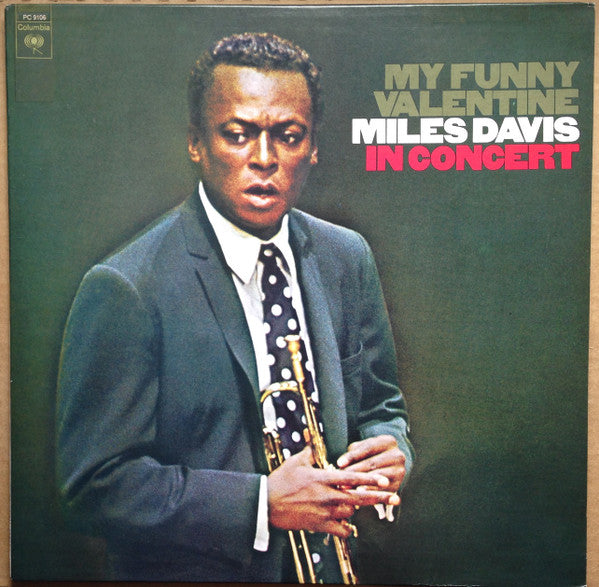 Image of Front Cover of LP - G+/VG - MILES DAVIS, My Funny Valentine - Miles Davis In Concert (Columbia; PC 9106, US 1970s Reissue), Sleeve worn and slightly warped, with some staining, damage, and splits / wear. Top edge damaged and dented. Also a number of import stickers on sleeve and labels, as well as a cat. number sticker,  - 3216317C
