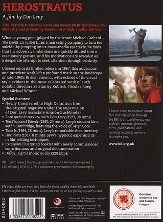 Image of Back Cover of DVD - VG+/VG+ - DON LEVY, Herostratus (BFI; BFIVD822, US , Booklet), ,  - 3236069E
