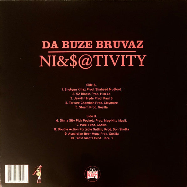 Image of Back Cover of LP - VG/VG - DA BUZE BRUVAZ, Ni &$ @ tivity (Grilchy Party; GP-05, US 2022 Reissue), Strong VG, only light wear on sleeve and small sign of fog on Side A.,  - 3246204S