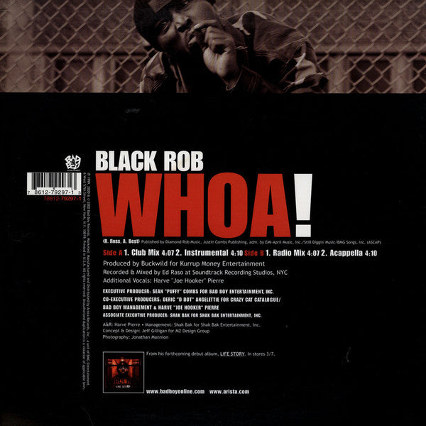 Image of Back Cover of 12" - VG/VG+ - BLACK ROB, Whoa! (Bad Boy Entertainment; 78612-79297-1, US 2000, Picture Sleeve), ,  - 3216318C