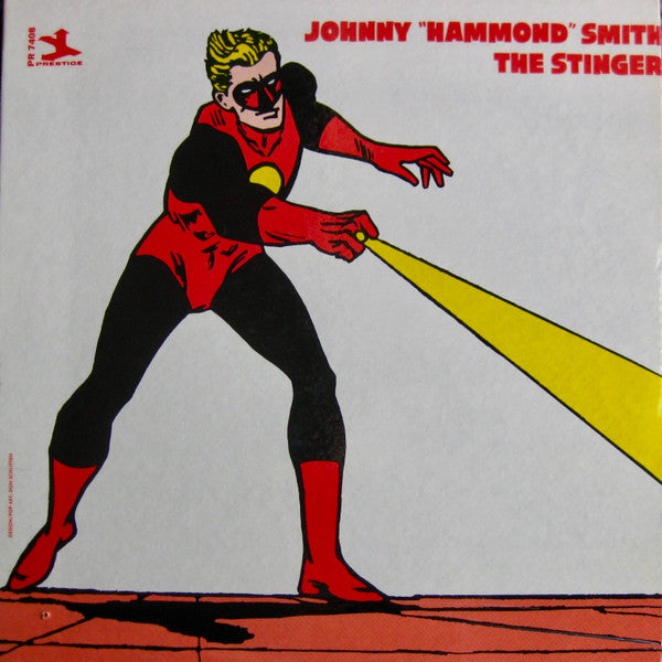 Image of Front Cover of LP - VG/VG - JOHNNY "HAMMOND" SMITH, The Stinger (Prestige; PR 7408, US 1965, Mono), Light hairlines on the record. Sleeve in fine shape but with hole punched through top right (through the 't' of 'Smith') and some pen writing on rear.,  - 3226141E