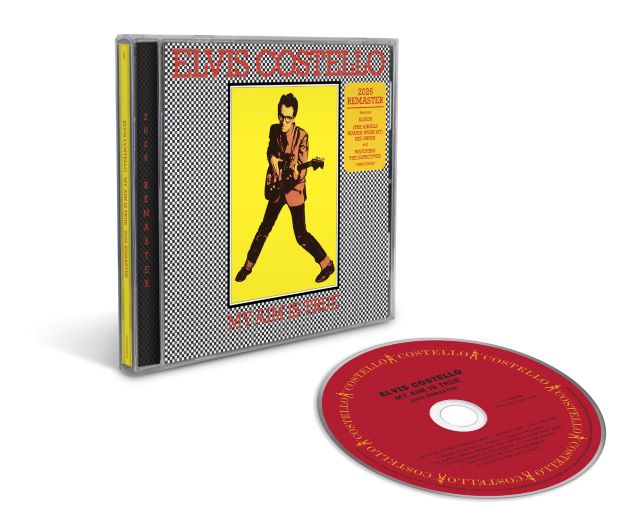 Image of Front Cover of CD - NEW/NEW - ELVIS COSTELLO, My Aim Is True (49th Anniversary Edition) (UMR; 5752815, UK 2026 Reissue, Jewel Case), , Elvis Costello's classic debut album, My Aim Is True, has been remastered and cut from the original 1977 analog master tapes. This is an all-analog production. The 13-song collection features the acclaimed singles "Alison," "Watching The Detectives," and "(The Angels Wanna Wear My) Red Shoes". - 9409851C