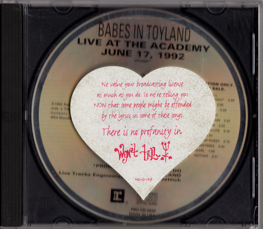 Image of Front Cover of CD - VG+/EX - BABES IN TOYLAND, Live At The Academy (Reprise Records; PRO-CD-5838, US 1992, Promo), ,  - 3256165S