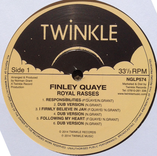 Image of Label Cover of LP - VG/VG - FINLEY QUAYE, Royal Rasses (Twinkle Music; NGLP574, UK 2014), Mark Across The Last Track, Edge Wear,  - 3246213S