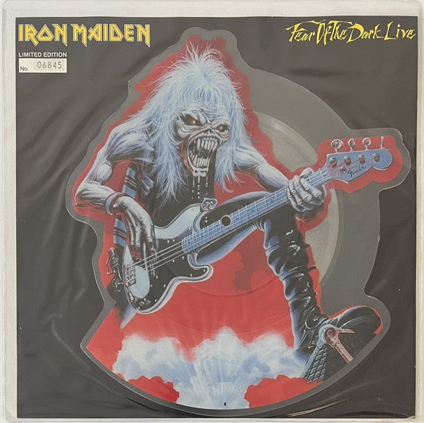 Image of Front Cover of 7" - VG/VG+ - IRON MAIDEN, Fear Of The Dark Live (EMI; EMPD263, UK 1993, Clear Plastic Sleeve With Card Inner, Shaped Picture Disc, Numbered Limited Edition, Correct Pressing - Plays Fear of the Dark Live on B-Side), N0. 17087,  - 3226174E