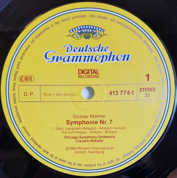 Image of Label Cover of 2xLP - VG+/VG+ - CLAUDIO ABBADO, CHICAGO SYMPHONY ORCHESTRA, Mahler: Symphonie No. 7 (Deutsche Grammophon; 413 773-1, Germany 1984, Box Set, Booklet), ,  - 3226324E