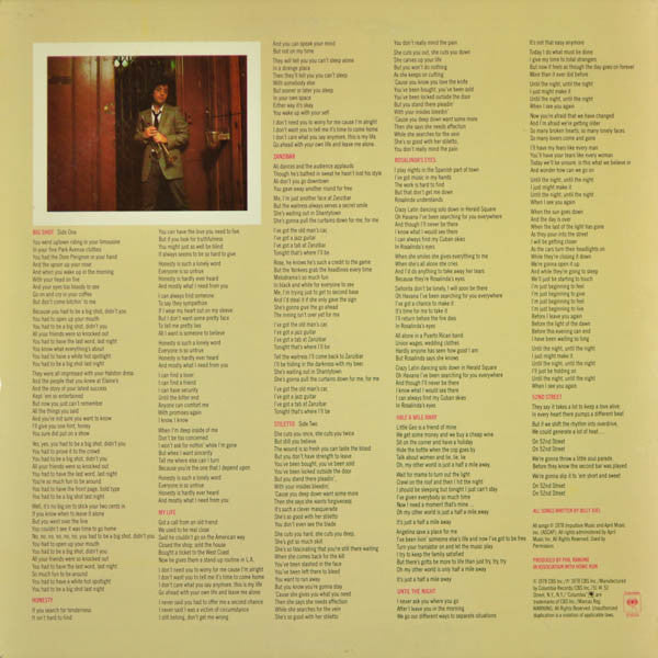 Image of Back Cover of LP - VG/VG+ - BILLY JOEL, 52nd Street (Columbia; FC 35609, US 1978), ,  - 3226326E