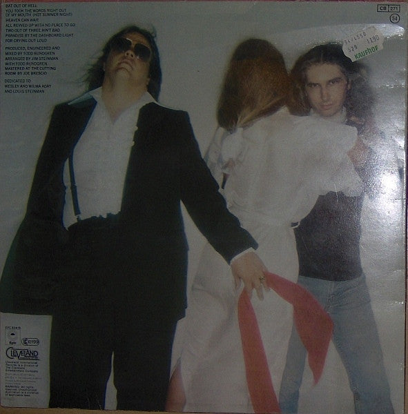 Image of Back Cover of LP - VG/VG - MEAT LOAF, Bat Out Of Hell (Epic; EPC 82419, Europe , Inner), ,  - 3226308E