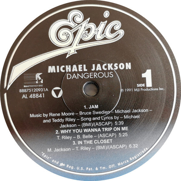Image of Label Cover of LP - VG+/VG+ - MICHAEL JACKSON, Dangerous (Epic; 88875120931, Europe 2022 Reissue, Inner), ,  - 3246238S