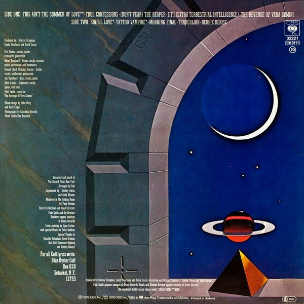 Image of Back Cover of LP - VG/VG - BLUE  YSTER CULT, Agents Of Fortune (CBS Sunburst Labels; 32221, Europe 1982 Reissue), ,  - 3216258C