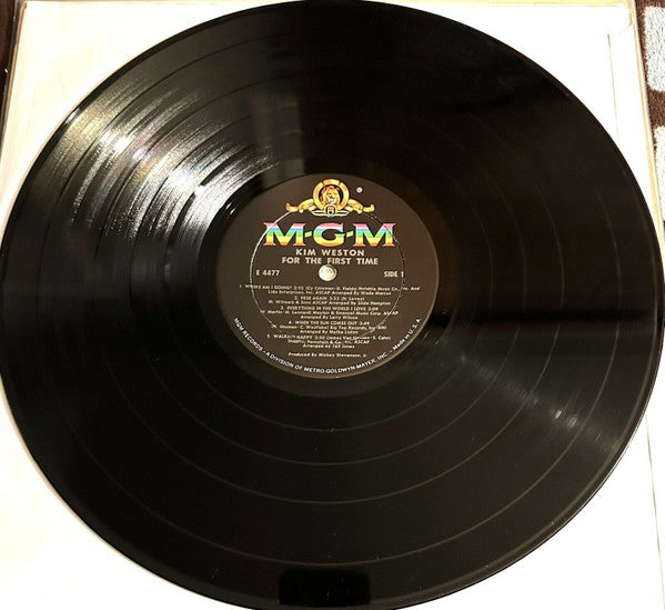 Image of Label Cover of LP - G+/VG - KIM WESTON, For The First Time (MGM Records; E-4477, US 1967, Pasteback Sleeve), Shiny disc, a couple of light marks only. Sleeve shows ringwear, partial splits on seams, punch hole, general wear. It is intact and still looks nice.,  - 3246273S