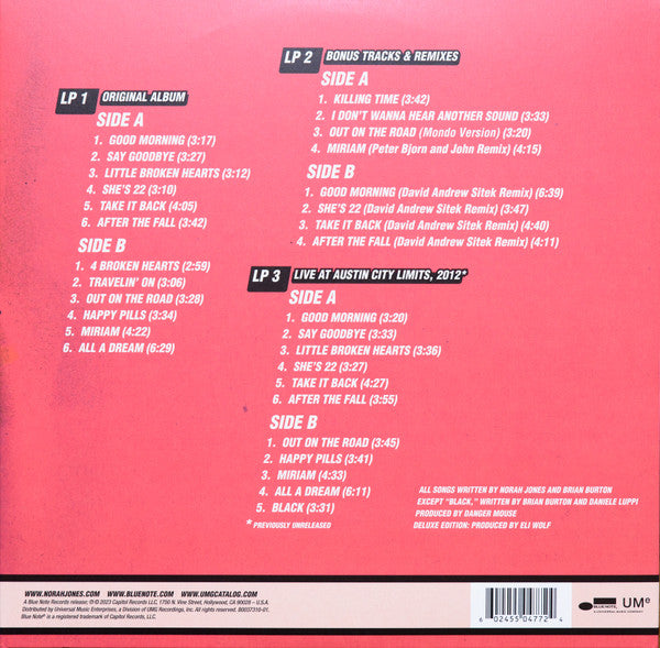 Image of Back Cover of 3xLP - EX/EX - NORAH JONES, ...Little Broken Hearts (Blue Note; B0037310-01, Worldwide 2023 Reissue, Triple Gatefold), Opened instore.,  - 3226297E