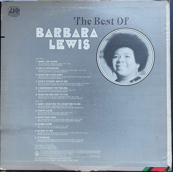 Image of Back Cover of 12" - VG/VG - BARBARA LEWIS, The Best Of Barbara Lewis (Atlantic; SD 8286, US 1971), Light marks only. WOL. Writing on back of sleeve.,  - 3226368E