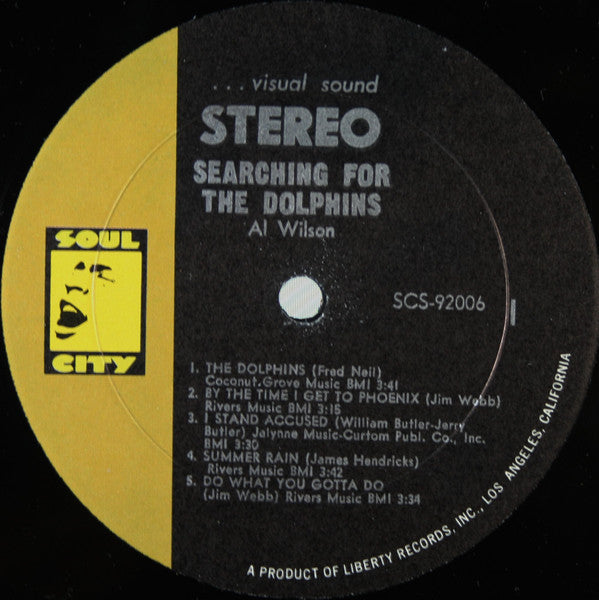 Image of Label Cover of LP - VG+/VG+ - AL WILSON, Searching For The Dolphins (Soul City; SCS-92006, US 1969), Lightest of marks. Light ringwear.,  - 3226374E