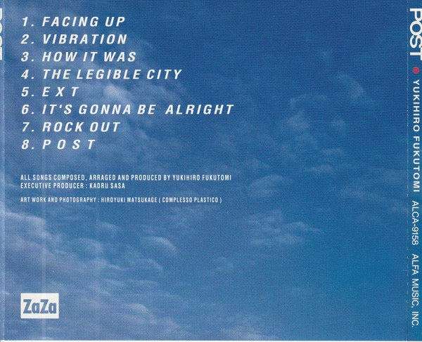 Image of Back Cover of CD - VG+/VG - YUKIHIRO FUKUTOMI, Post (ZaZa; ALCA-9158, Japan 1997 Reissue, Jewel Case, No Obi), ,  - 3216453C