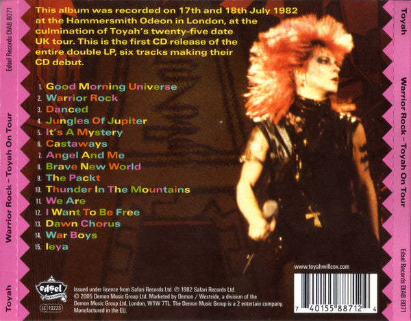 Image of Back Cover of CD - EX/VG+ - TOYAH, Warrior Rock - Toyah On Tour (Edsel Records; DIAB 8071, UK 2005, Jewel Case, Booklet), ,  - 3136126E