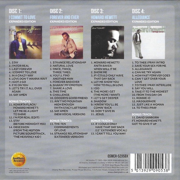 Image of Back Cover of 4xCD - M/M - HOWARD HEWETT, I'm For Real (The Elektra Recordings 1986-1992) (SoulMusic Records; OSMCR-52058X, UK 2022, Clamshell Box Set), Still SEALED In Shrinkwrap,  - 3216425C